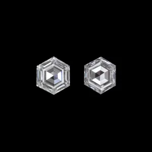 0.17ct F SI1 HEXAGON SHAPE CUT NATURAL DIAMOND PAIR ACCENT STONES STUD EARRINGS