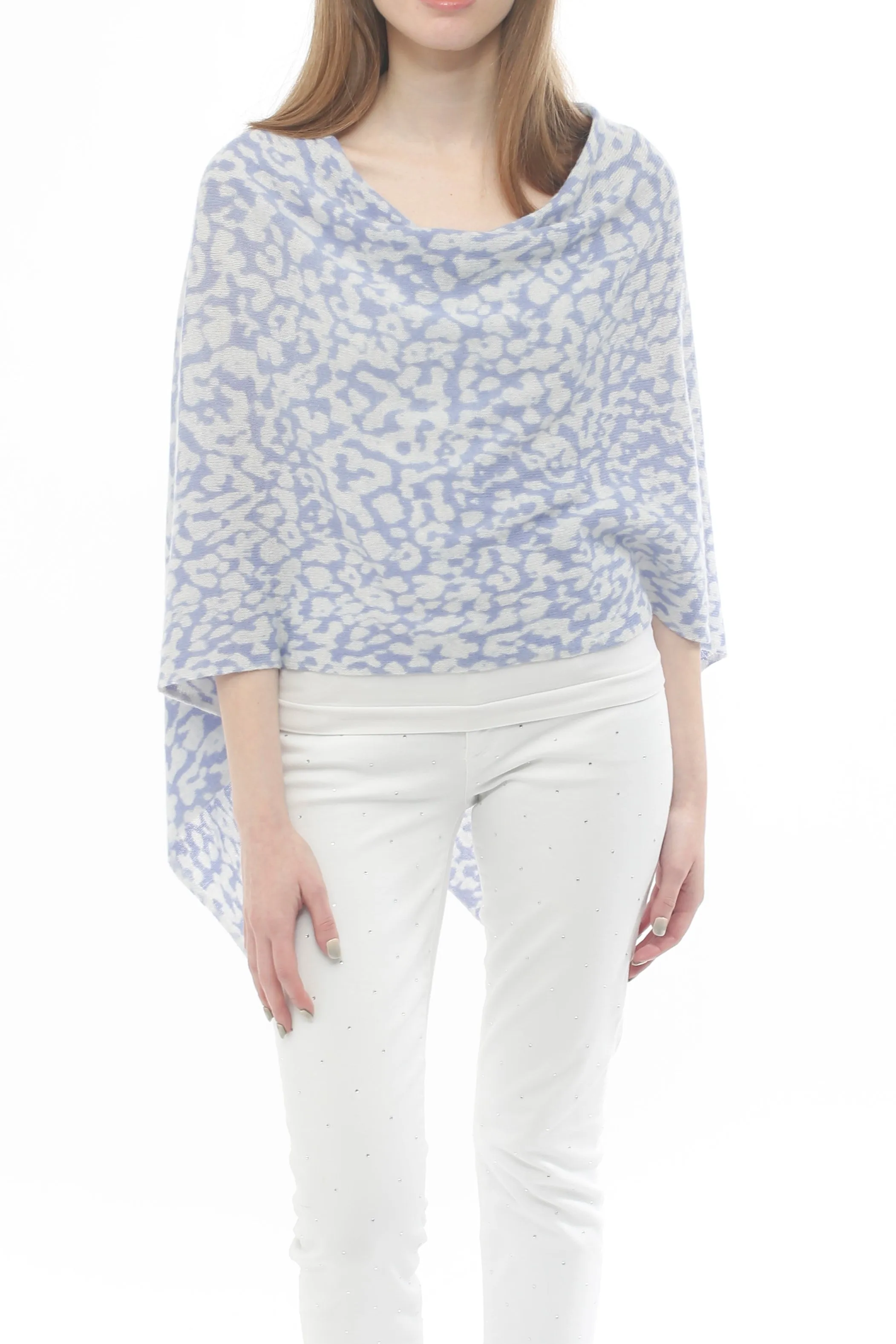 100% Cashmere Pastel Sky Print Topper