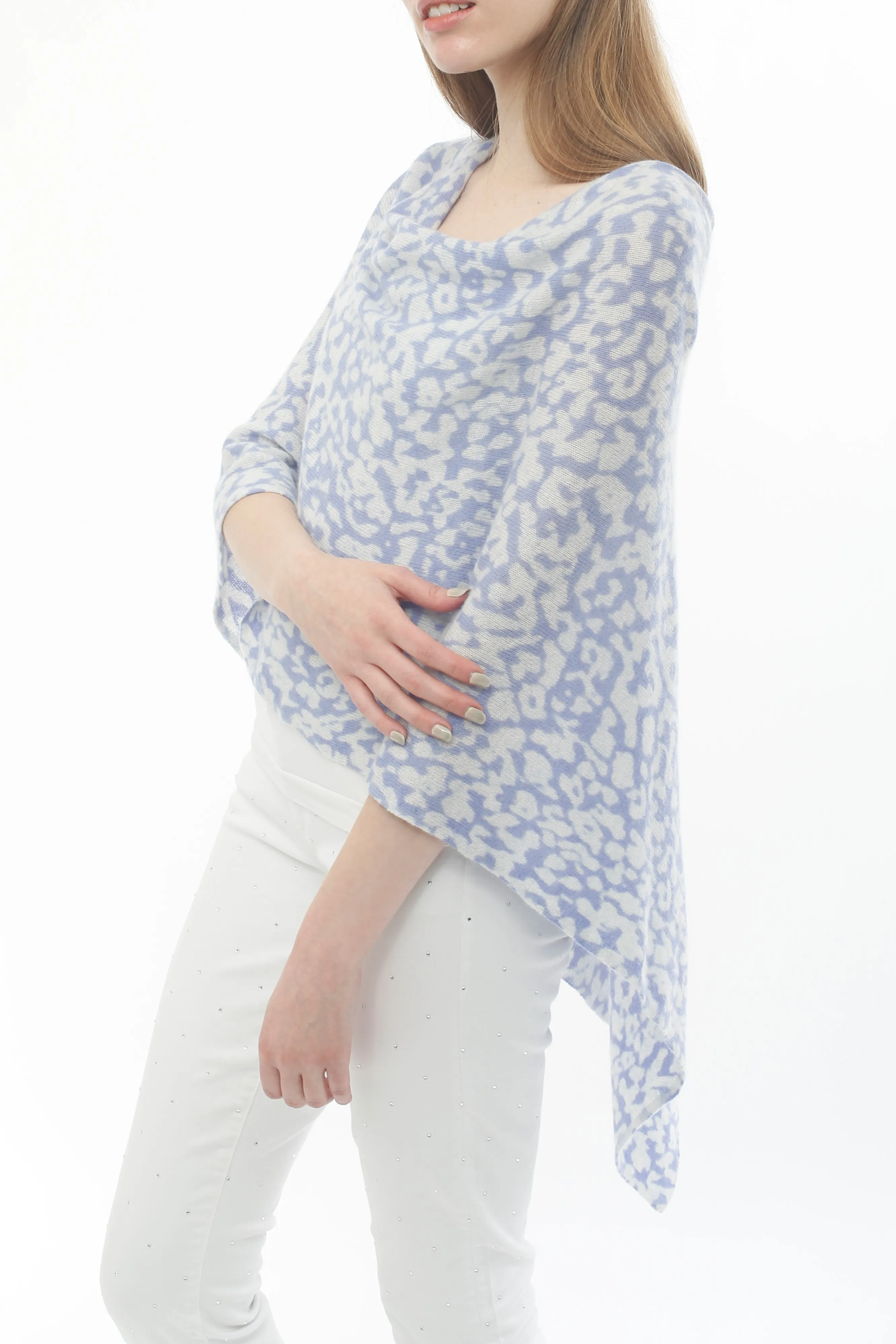 100% Cashmere Pastel Sky Print Topper