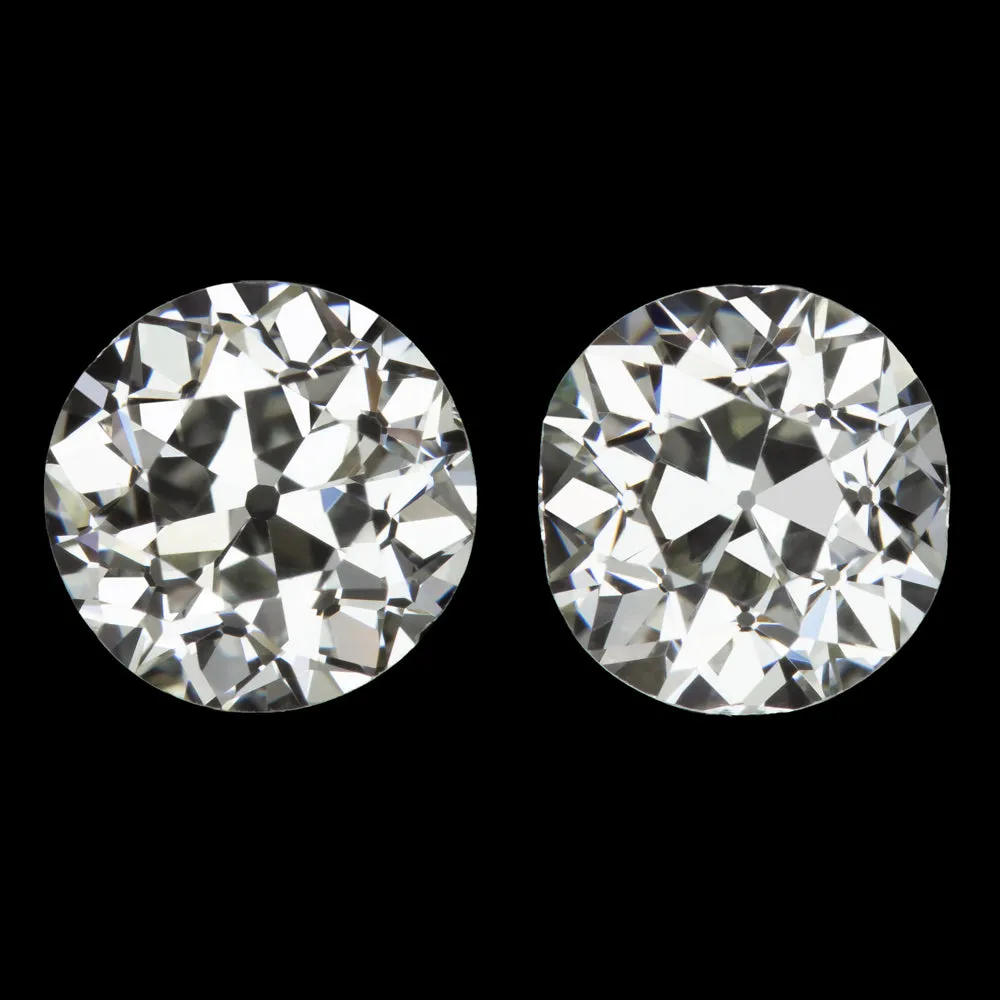 1.5 CARAT GIA CERTIFIED VINTAGE DIAMOND STUD EARRINGS OLD EUROPEAN CUT ANTIQUE