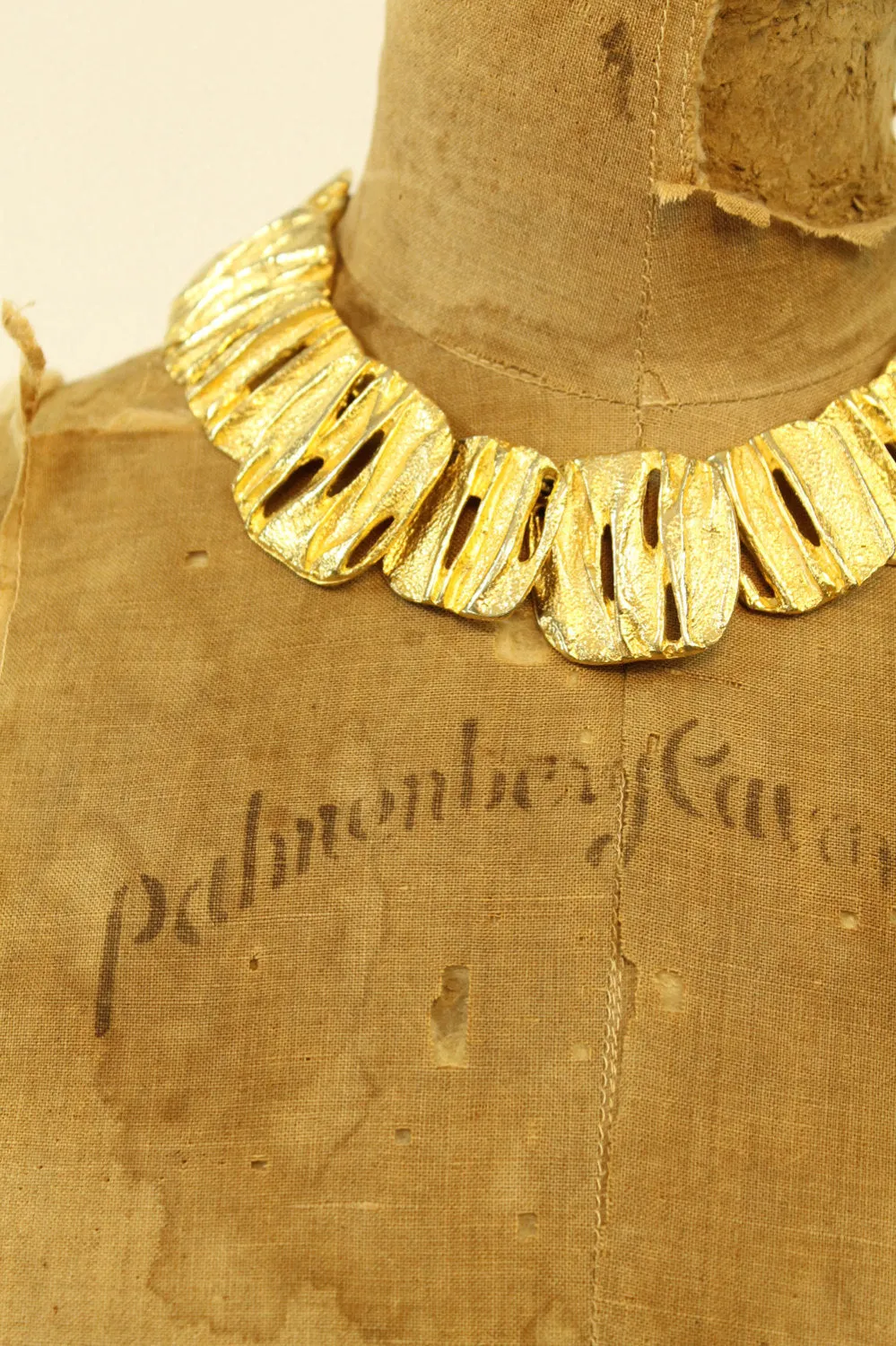 1980s Les Bernard necklace modernist gold choker jewelry | new fall