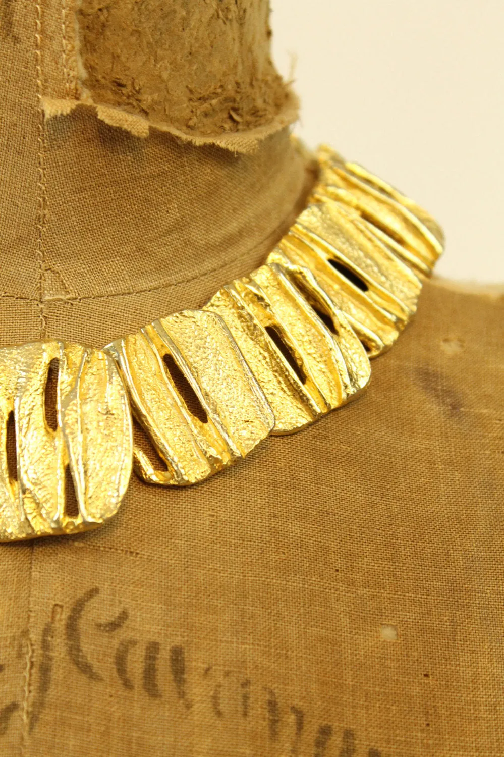 1980s Les Bernard necklace modernist gold choker jewelry | new fall