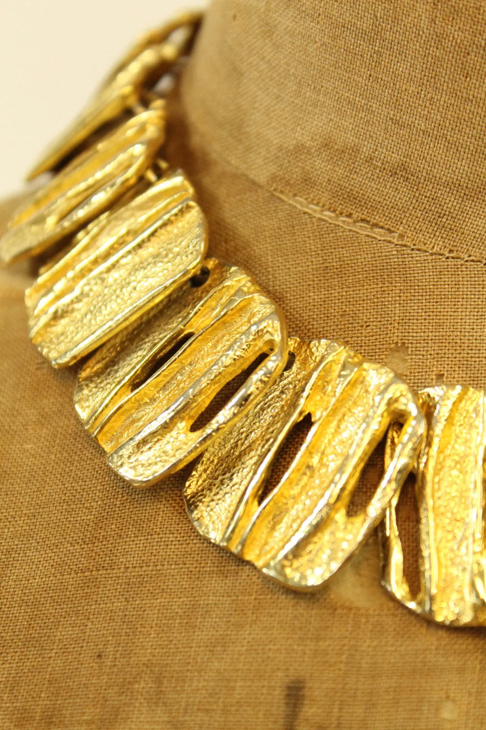 1980s Les Bernard necklace modernist gold choker jewelry | new fall