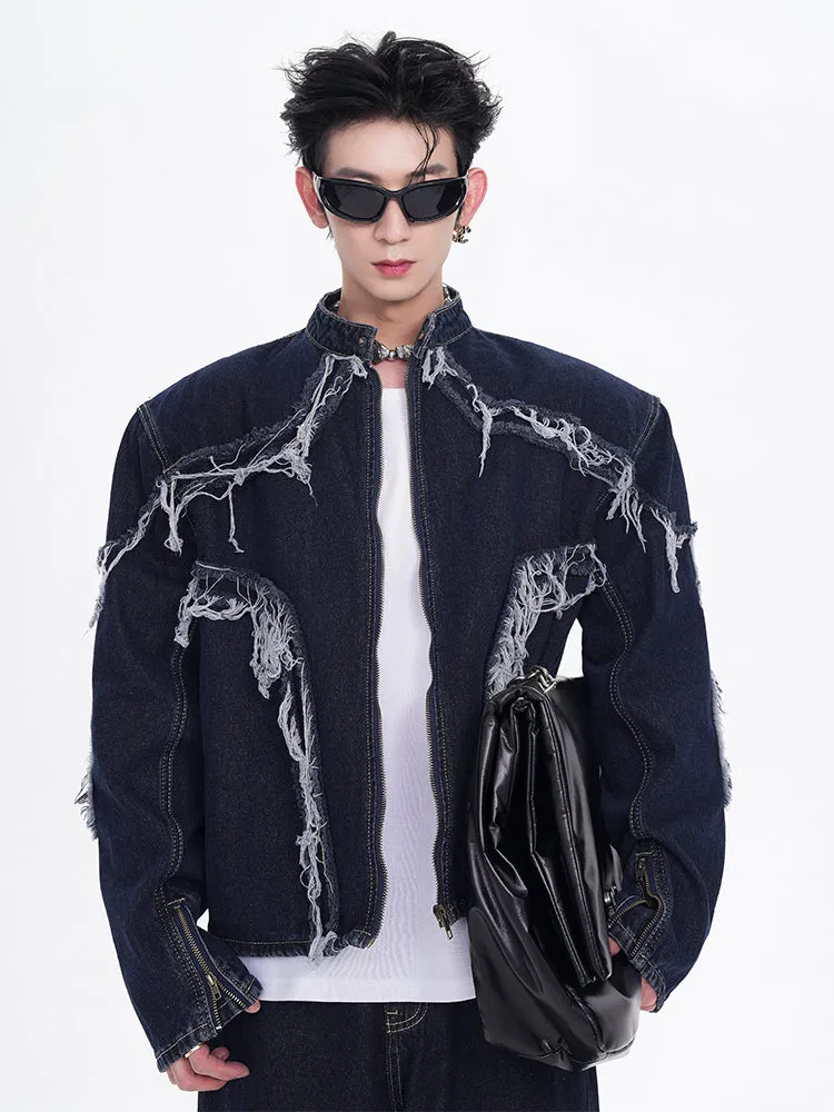 【24s Sep.】Fringed Distressed Denim Jacket