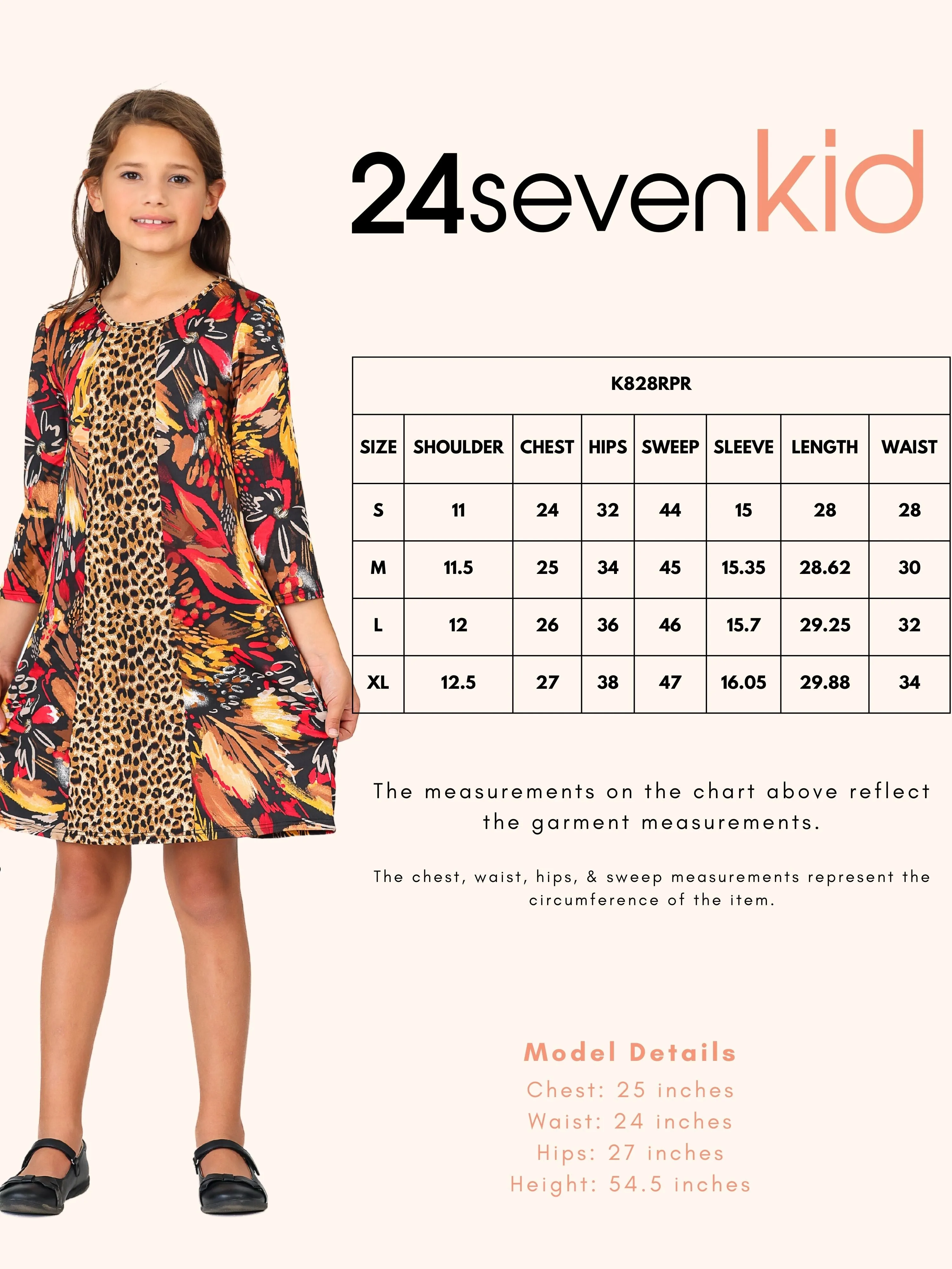 24seven Comfort Apparel Red Multiprint Knee Length Girls Fall Dress