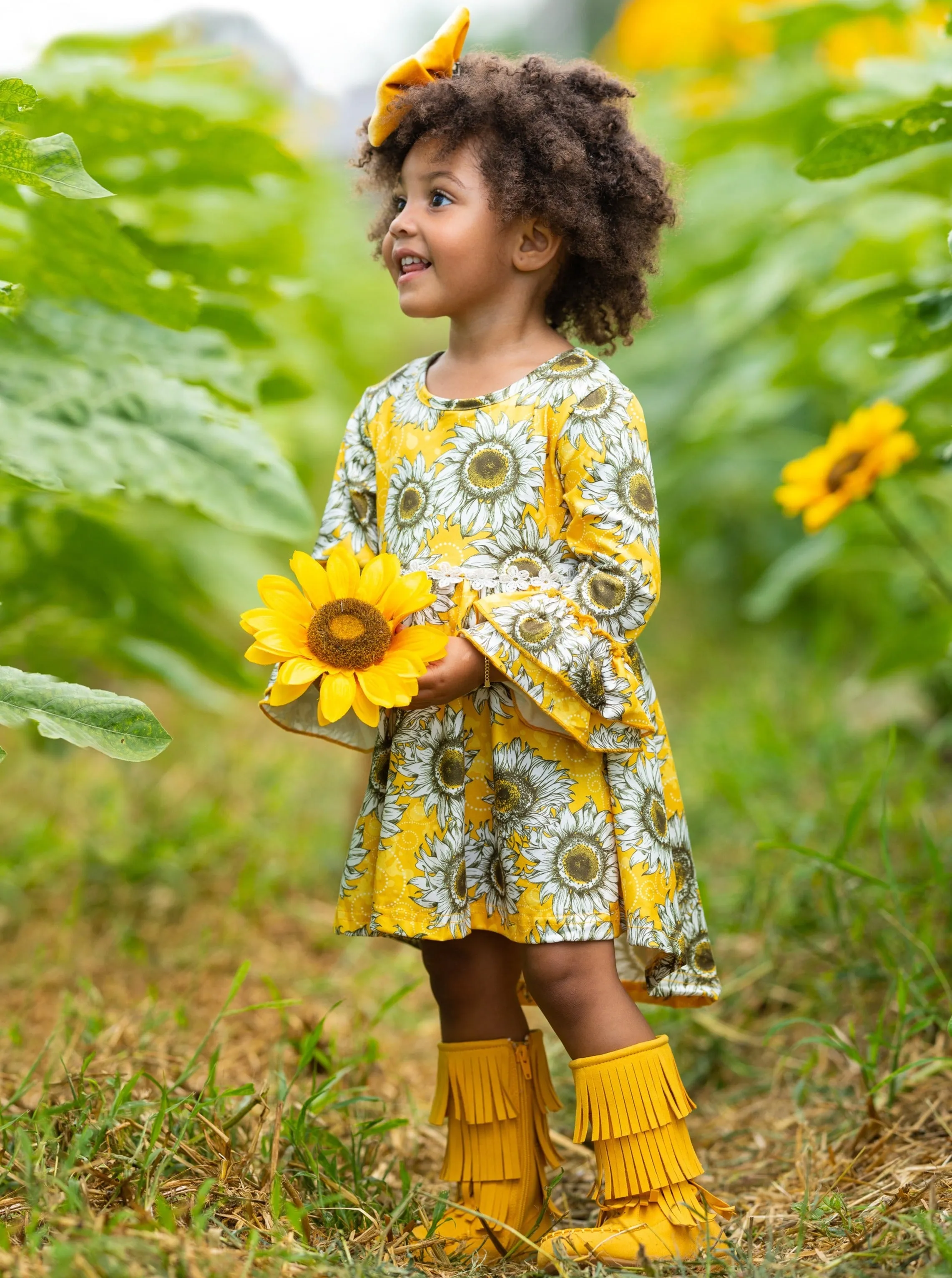 60s Chic Hi-Lo Sunflower Dress