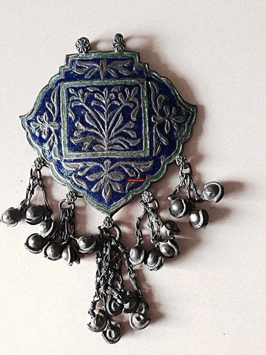 790  Multan Silver Enamel Blue Medallion Pendant - SOLD