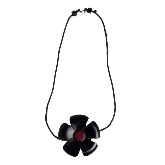 African Blackwood Flower and Pink Ivory Wood Necklace BaobArt