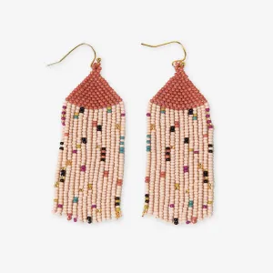 Agnes Confetti Beaded Fringe Earrings Desert