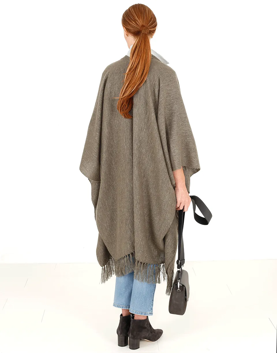 Alpaca Metallic Fringe Poncho