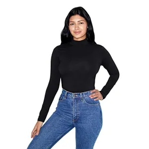 American Apparel Women's Cotton Spandex Long Sleeve Turtleneck, Black, Small