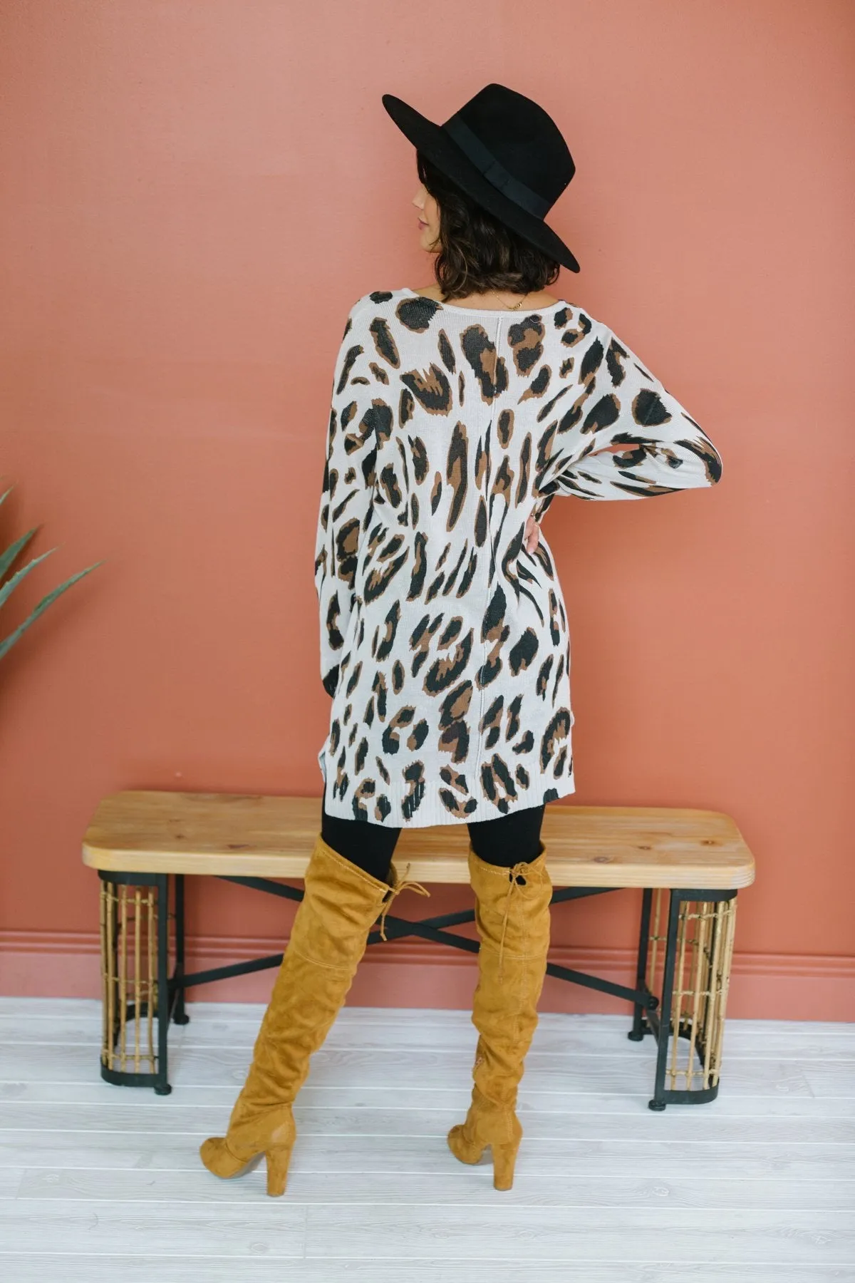 Animal Print Long Sweater Tunic