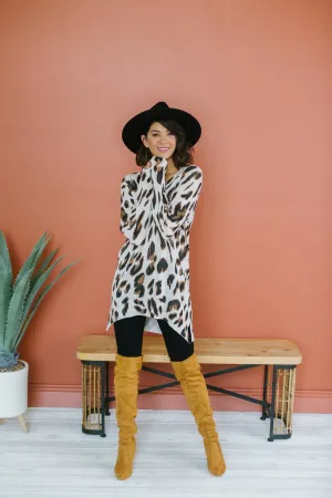 Animal Print Long Sweater Tunic