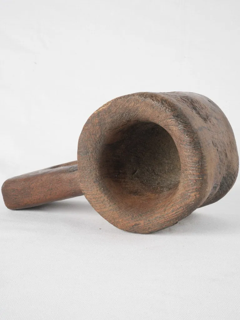 Antique French Wooden Mortar w/ Loop Handle 4¾"