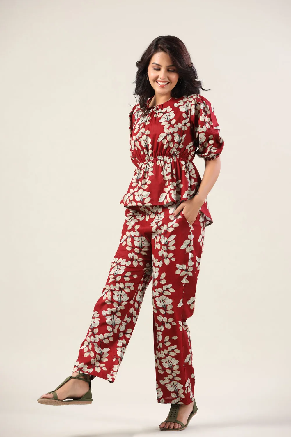 Autumn Leaves on Red Co-ord Set