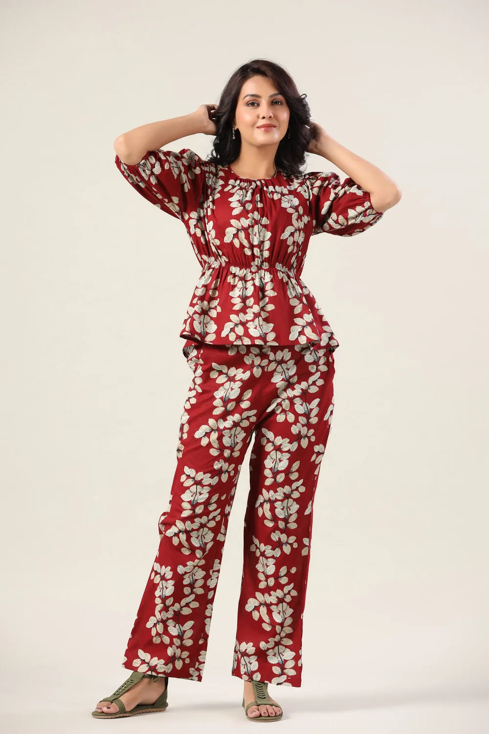 Autumn Leaves on Red Co-ord Set