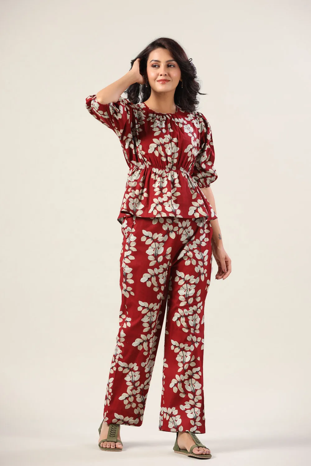 Autumn Leaves on Red Co-ord Set