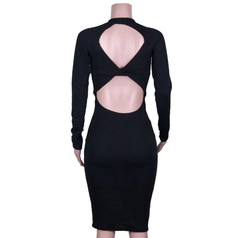 Back Twist Bodycon Midi Dress