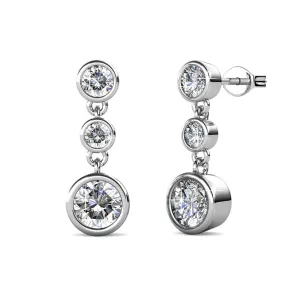 Bailey 18k White Gold Plated Crystal Drop Dangle Stud Earrings