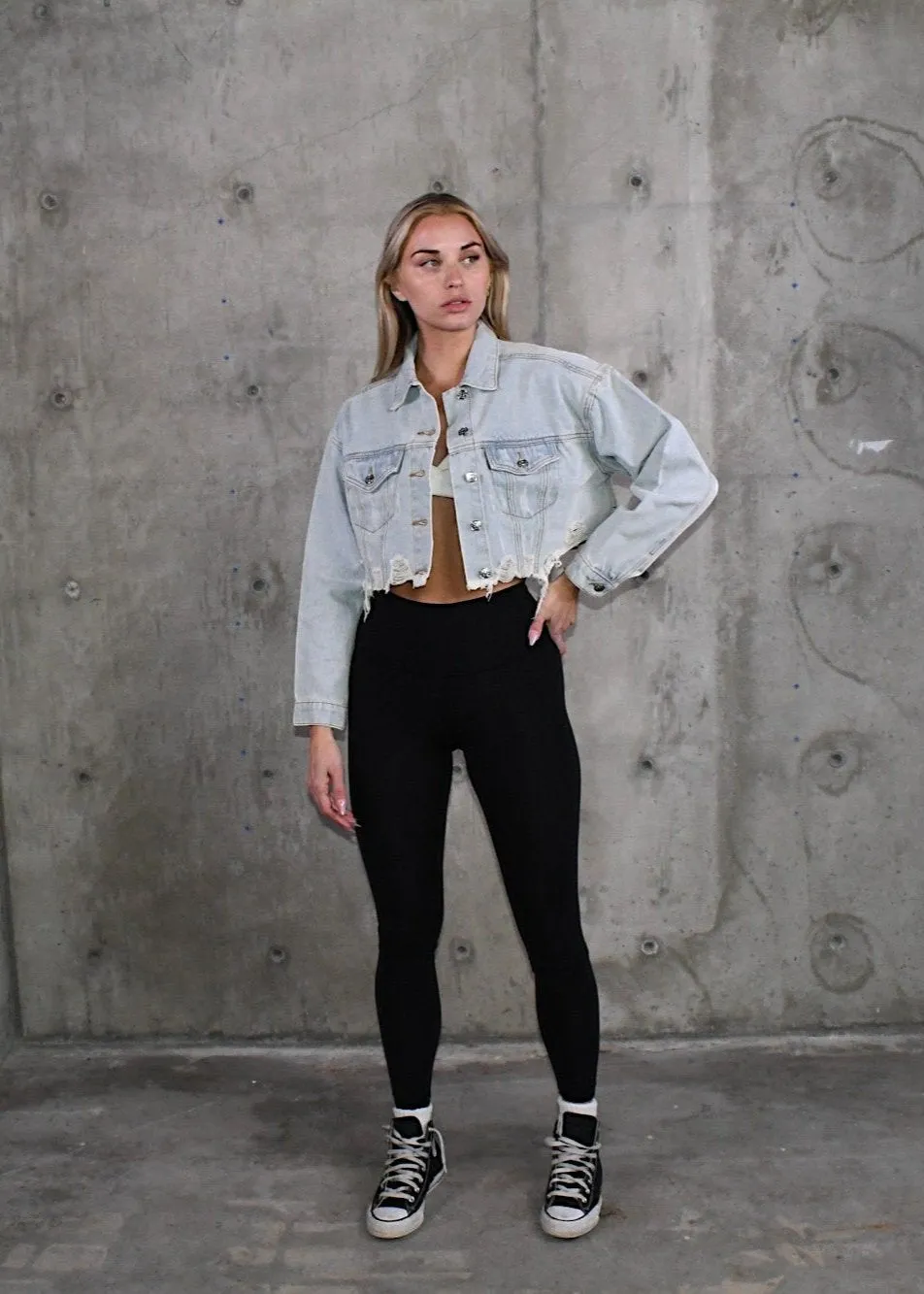 BAY OF ANGELS Crop Denim Jacket