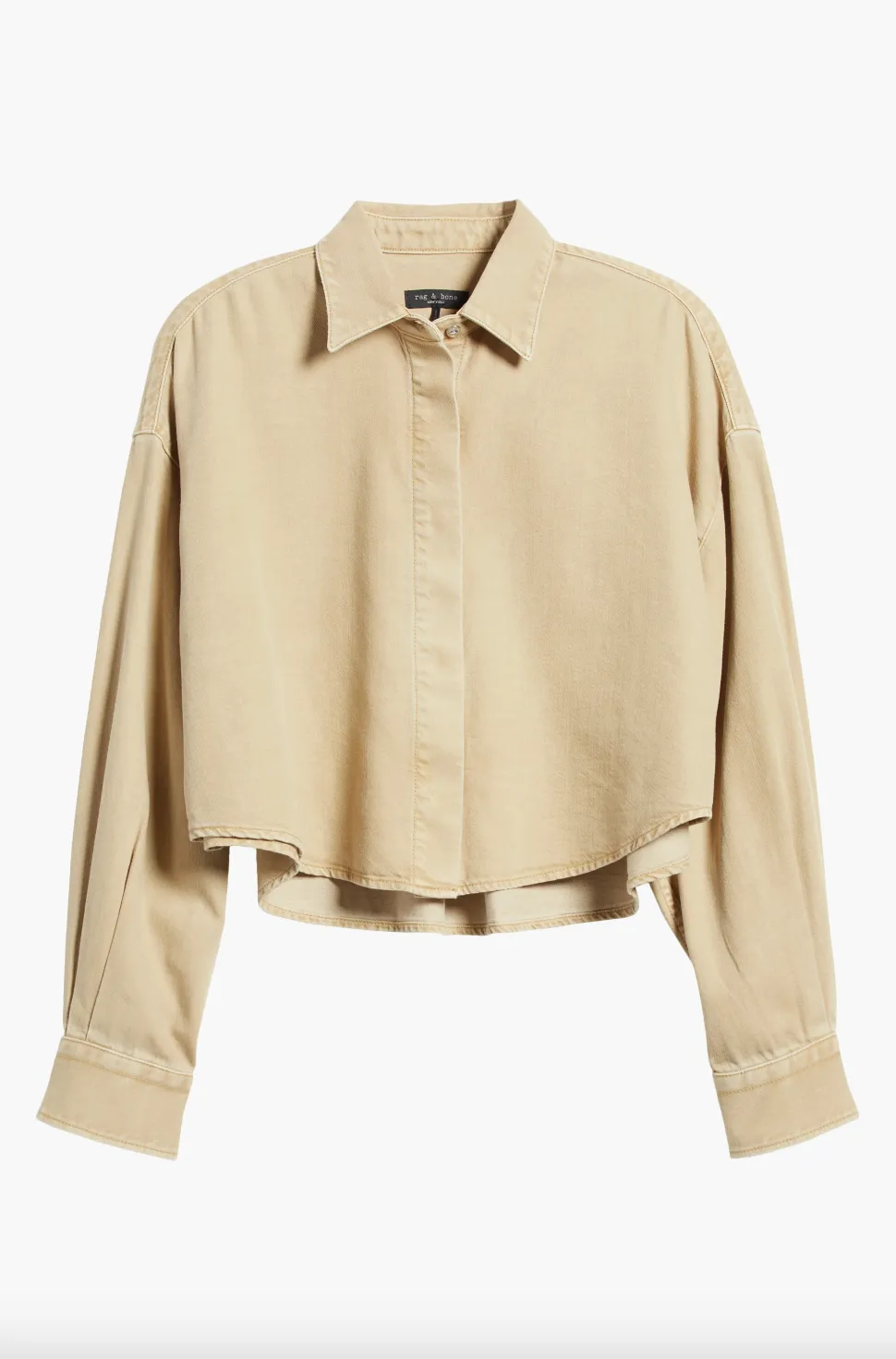 Beatrice Featherweight Crop Shirt - Beige