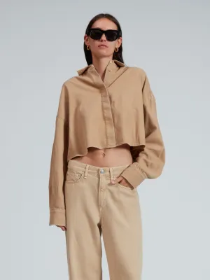 Beatrice Featherweight Crop Shirt - Beige