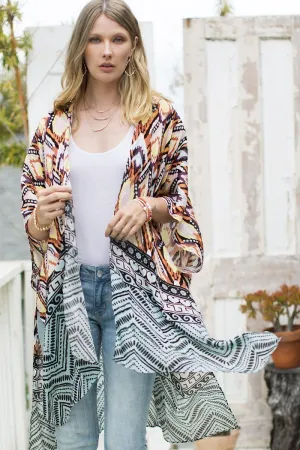 Beautiful ethnic print with geometric motif kimono