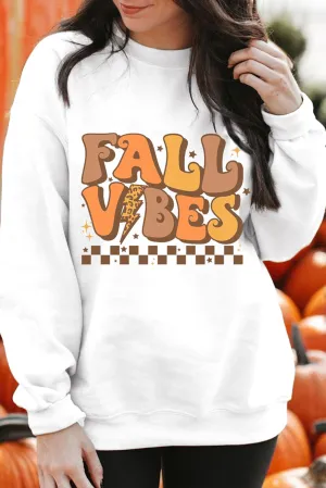 Beige FALL VIBES Graphic Drop Shoulder Sweatshirt