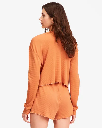 Billabong Pick Me Up Waffle Knit Long Sleeve Top