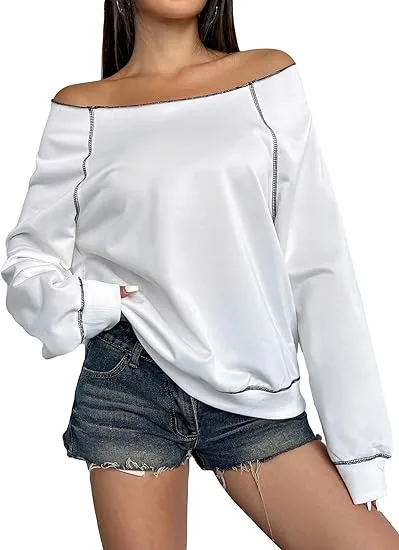 Black Fall Chic Off Shoulder Sweatshirt