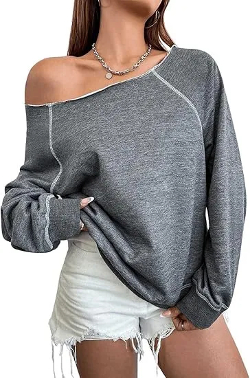 Black Fall Chic Off Shoulder Sweatshirt