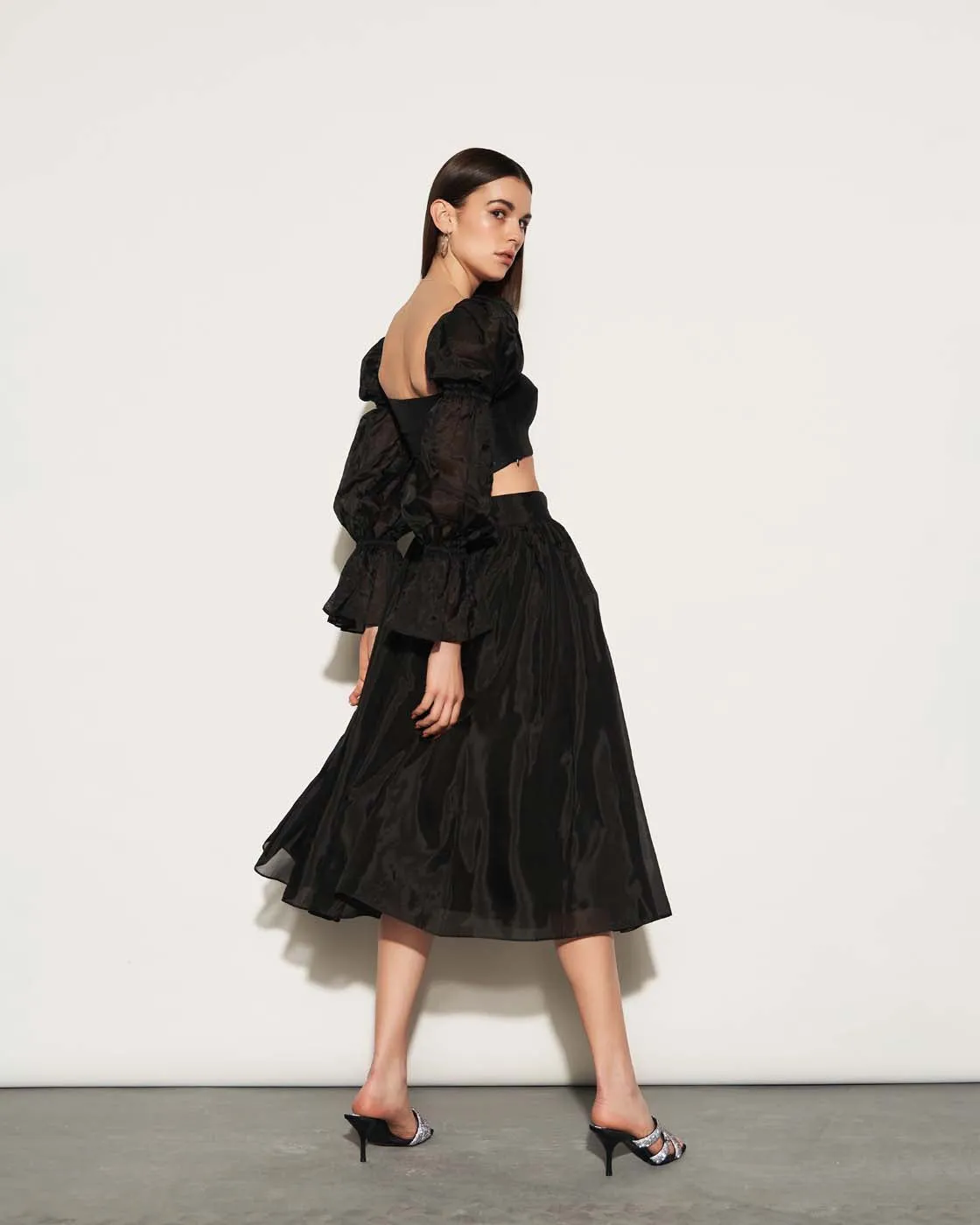 Black Organza Skirt And Blouse Co Ord