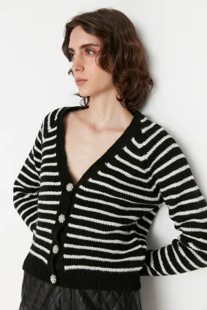 Black striped cardigan