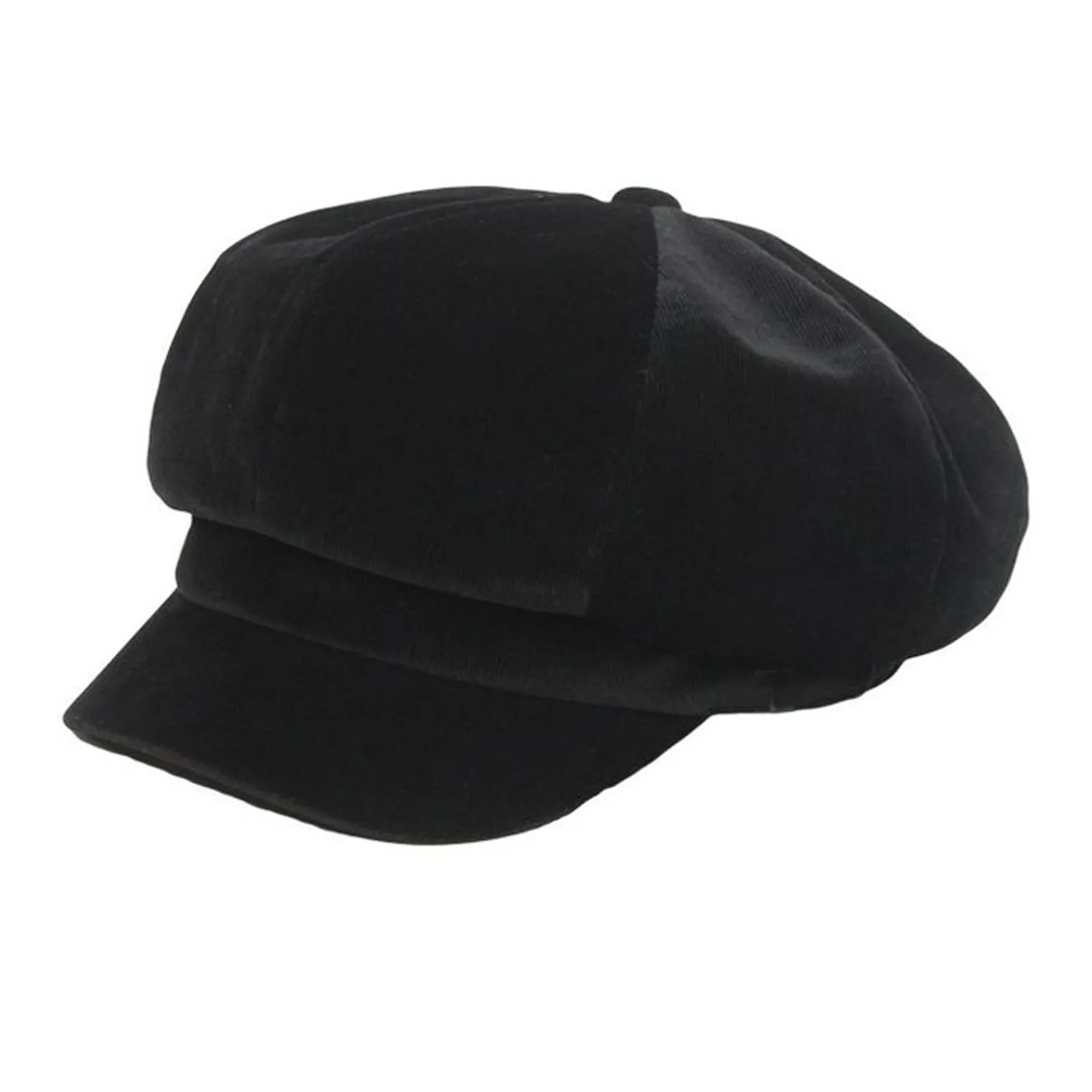 Black Velvet Newsboy Cabbie Hat for Women Chemo Headwear