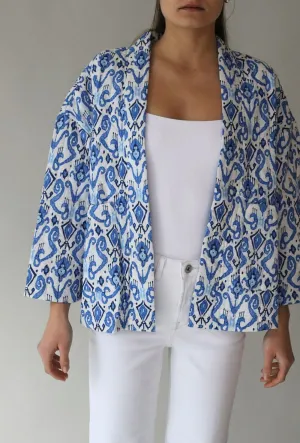 BLUE AND WHITE QUILTED JACKET