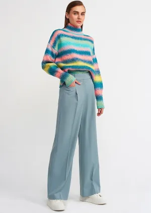 blue wide leg trousers