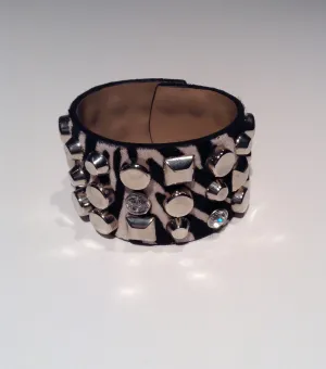 Blumarine - Pony Hair Zebra Print and Stud Snap Cuff - Adjustable