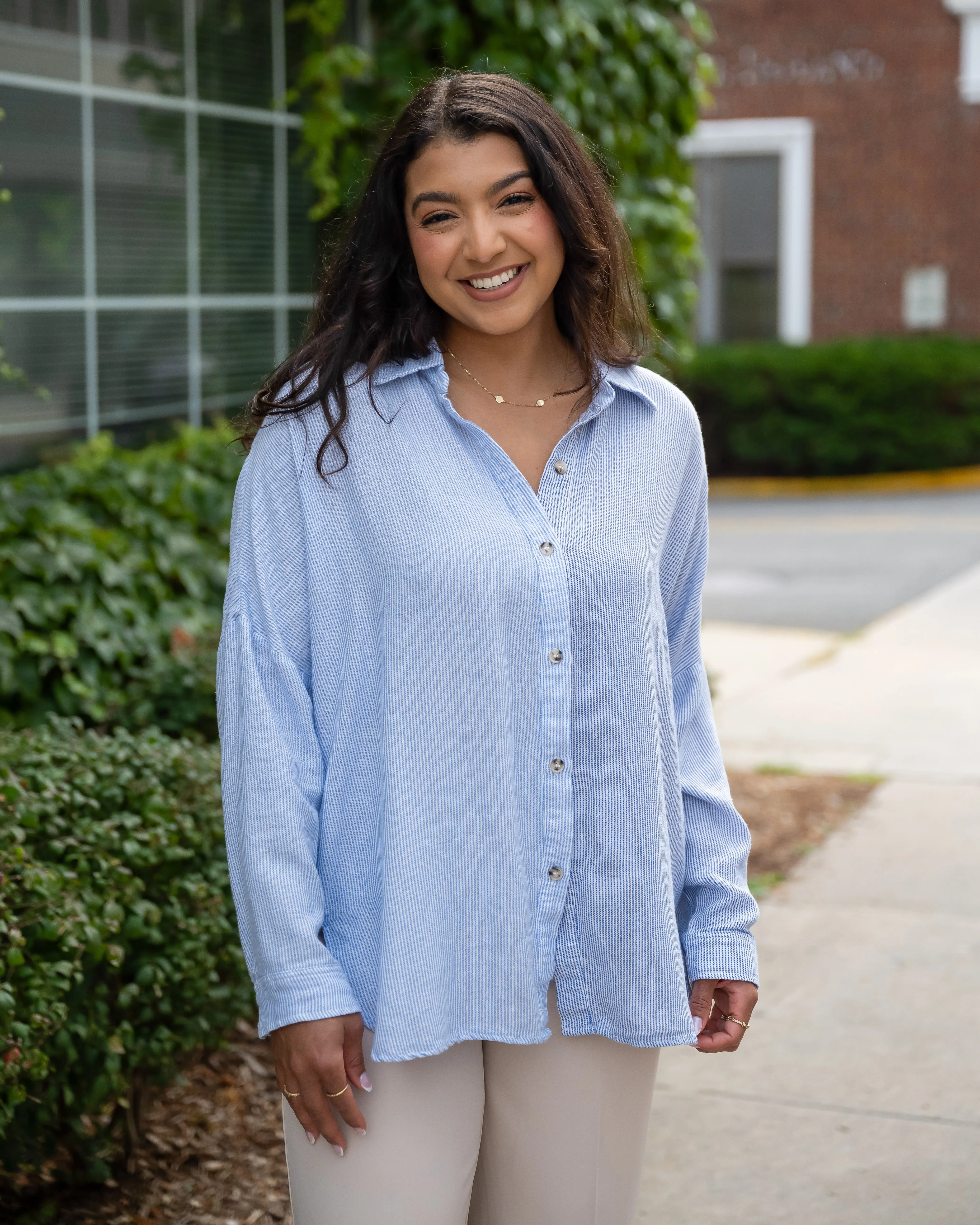 Boardwalk Stripe Button Up Top