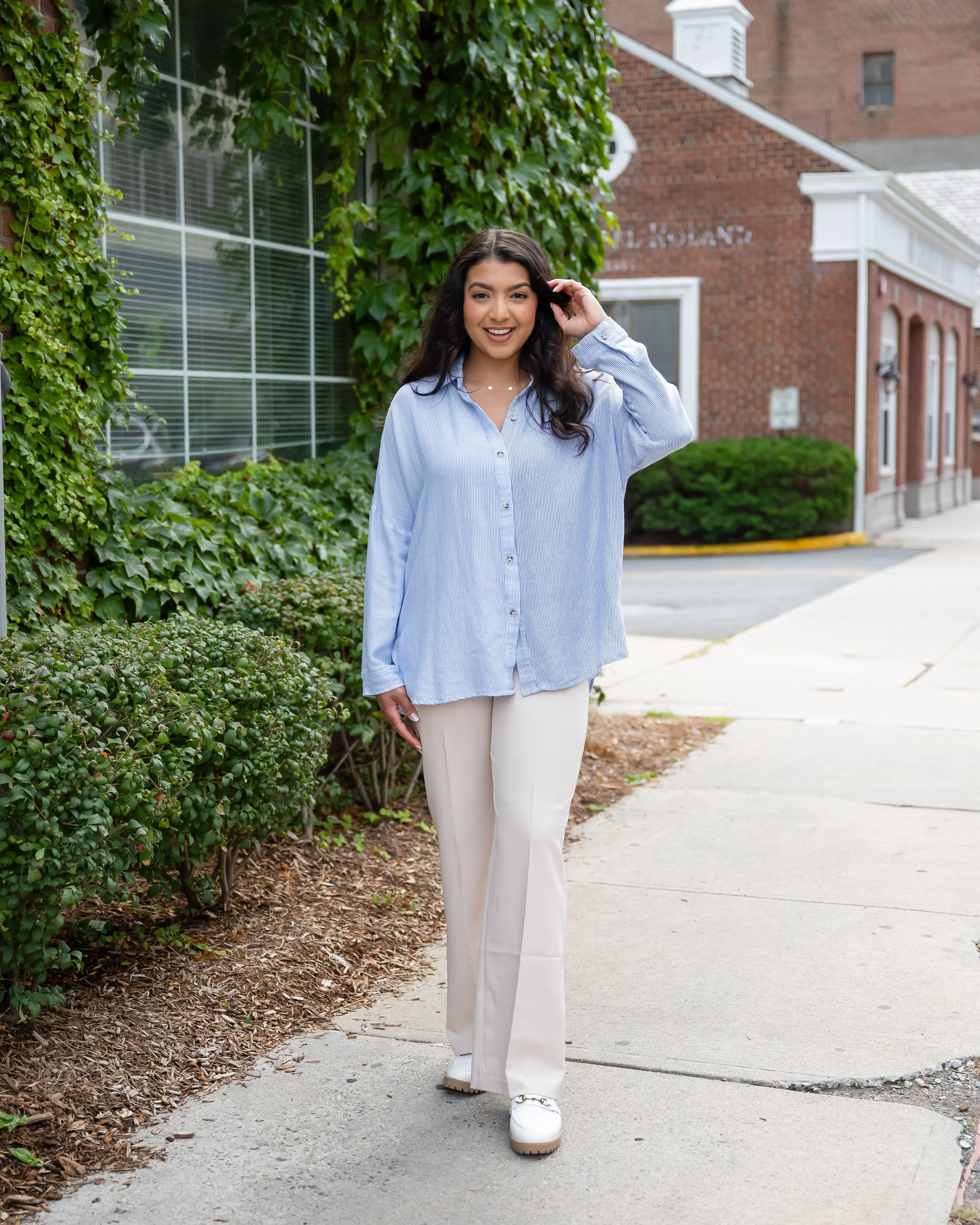 Boardwalk Stripe Button Up Top