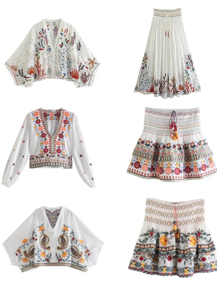 Boho-Chic Autumn Paisley Skirt Set: Fall Fashion for Women