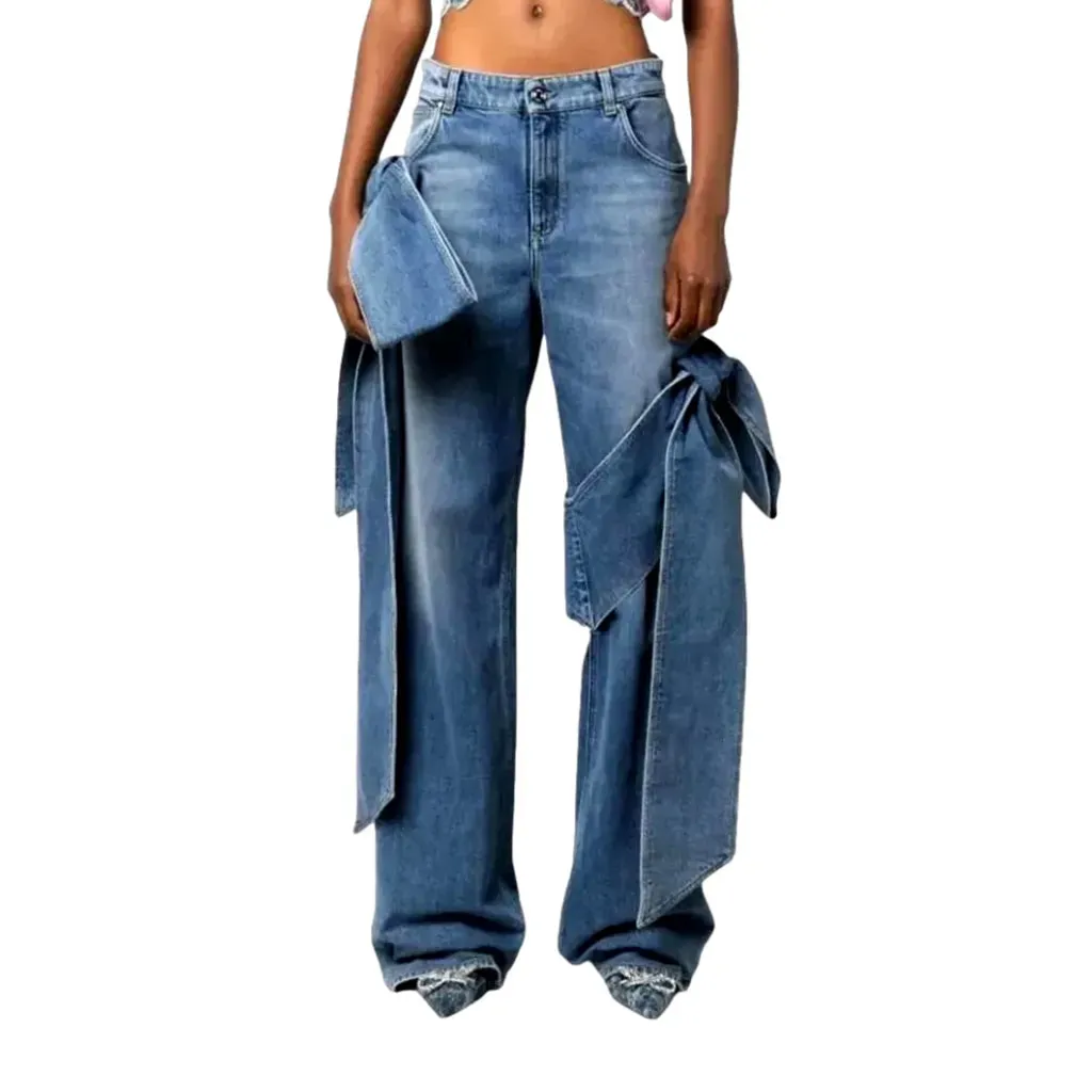 Boho style high rise jeans for women