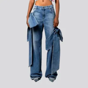 Boho style high rise jeans for women