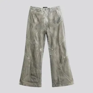 Boho style painted mid rise men's jeans