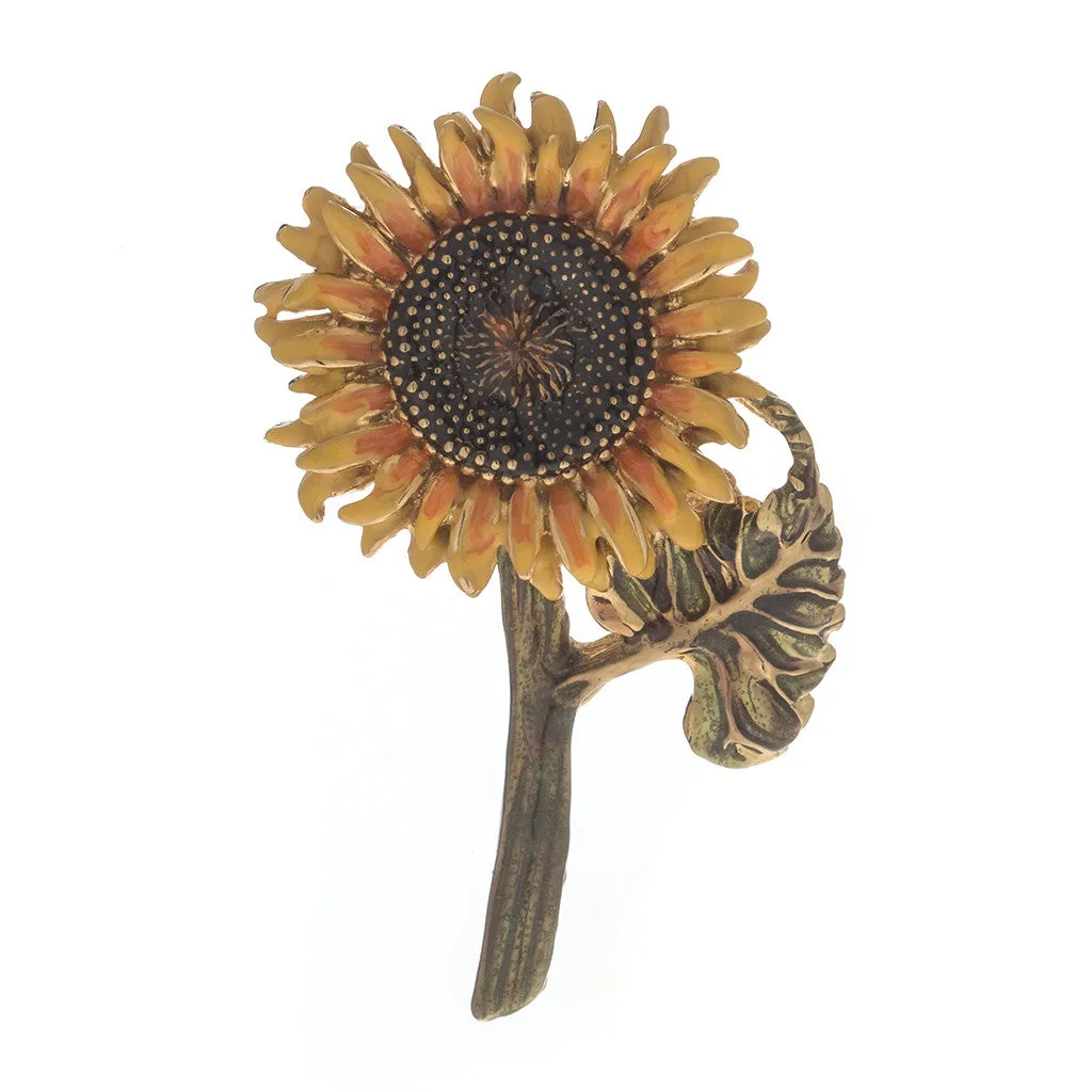 Botanica Mexicana Gold Tone Sunflower Pin