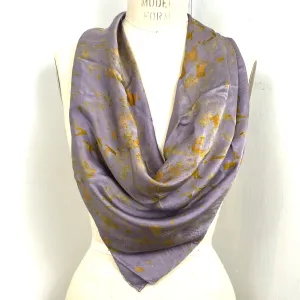 Botanically Dyed Square Silk Scarf in Lavender Foliage