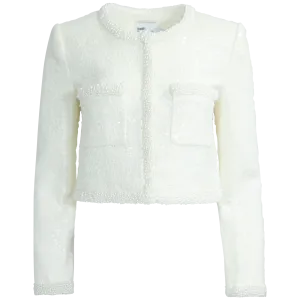 Boucle Pearl Trim Jacket - Cream