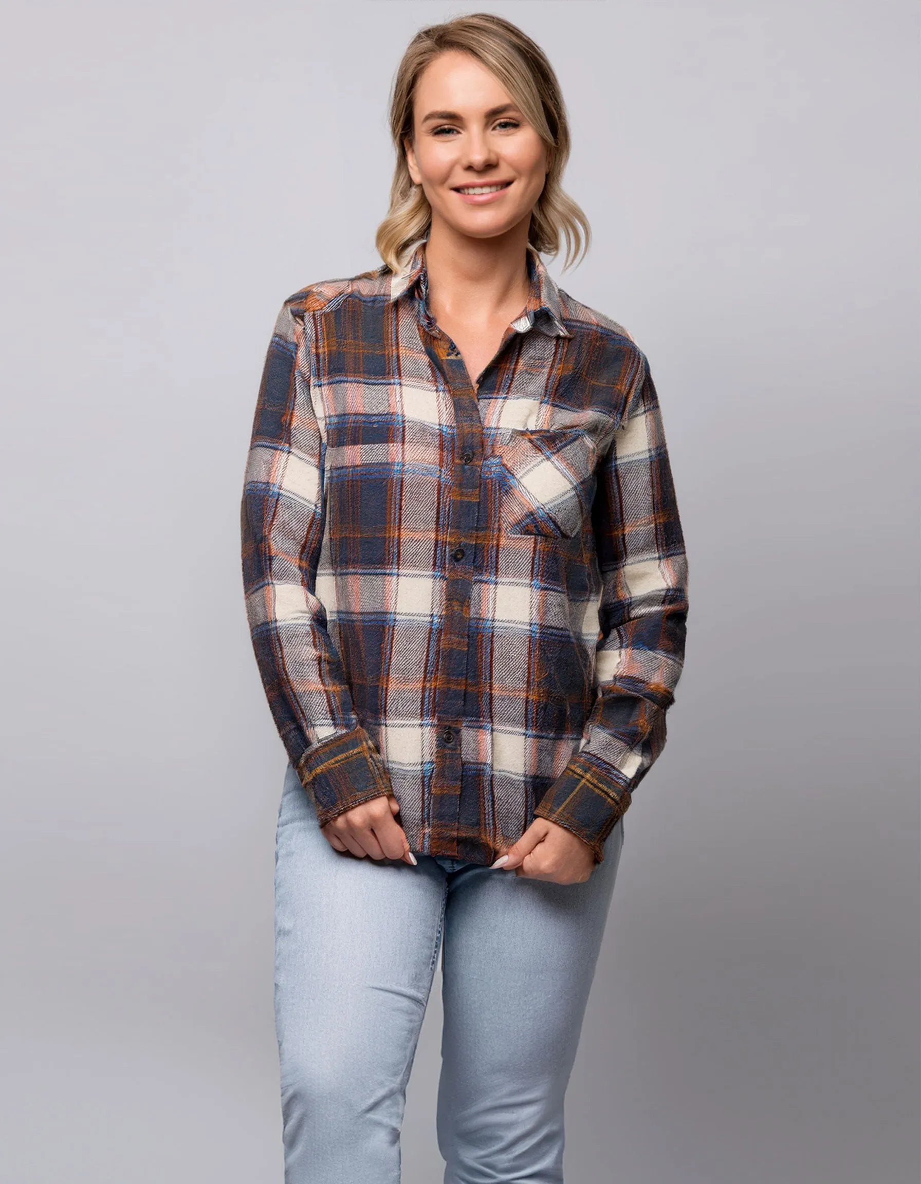 Brown Autumn Check Flannel Shirt