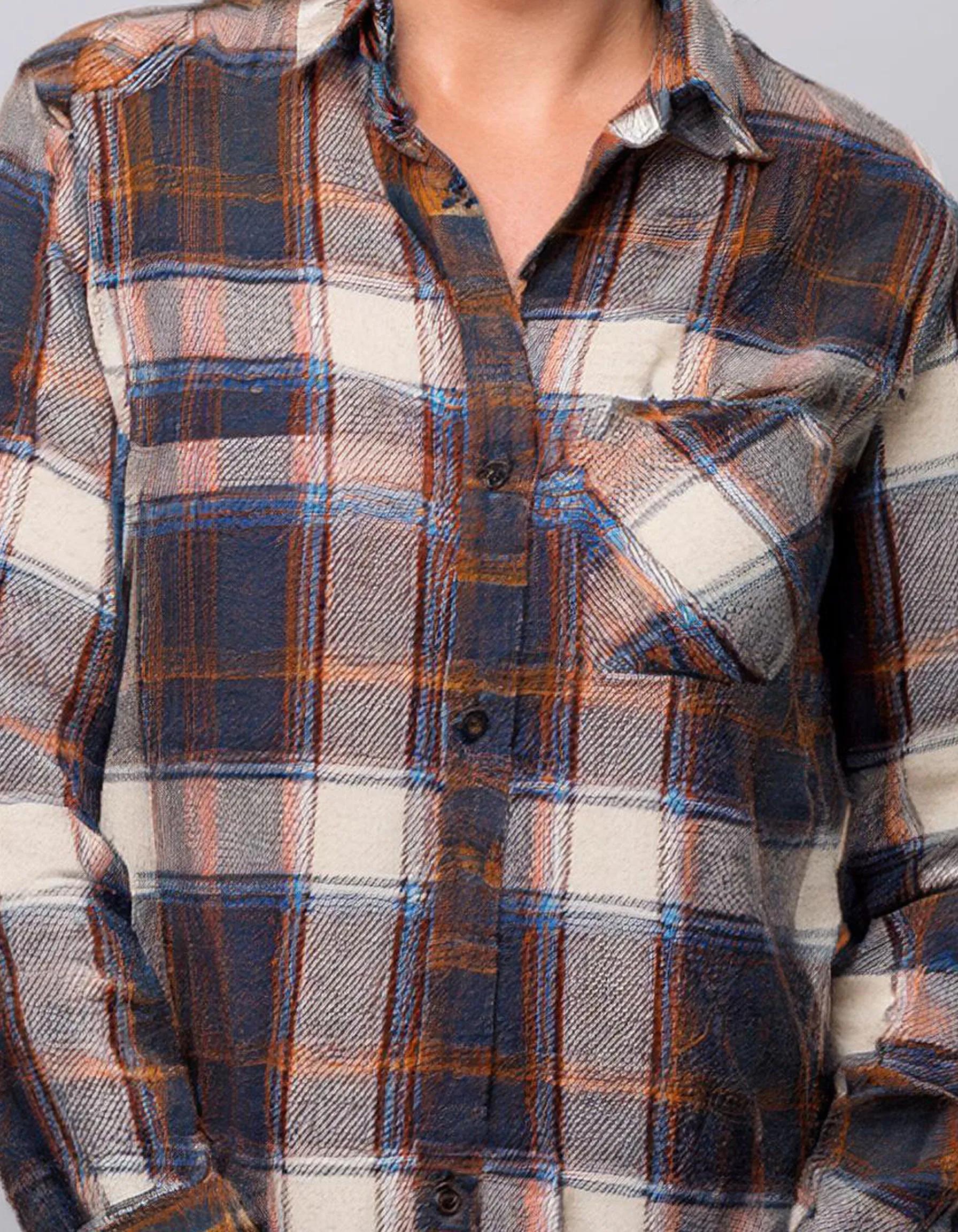 Brown Autumn Check Flannel Shirt