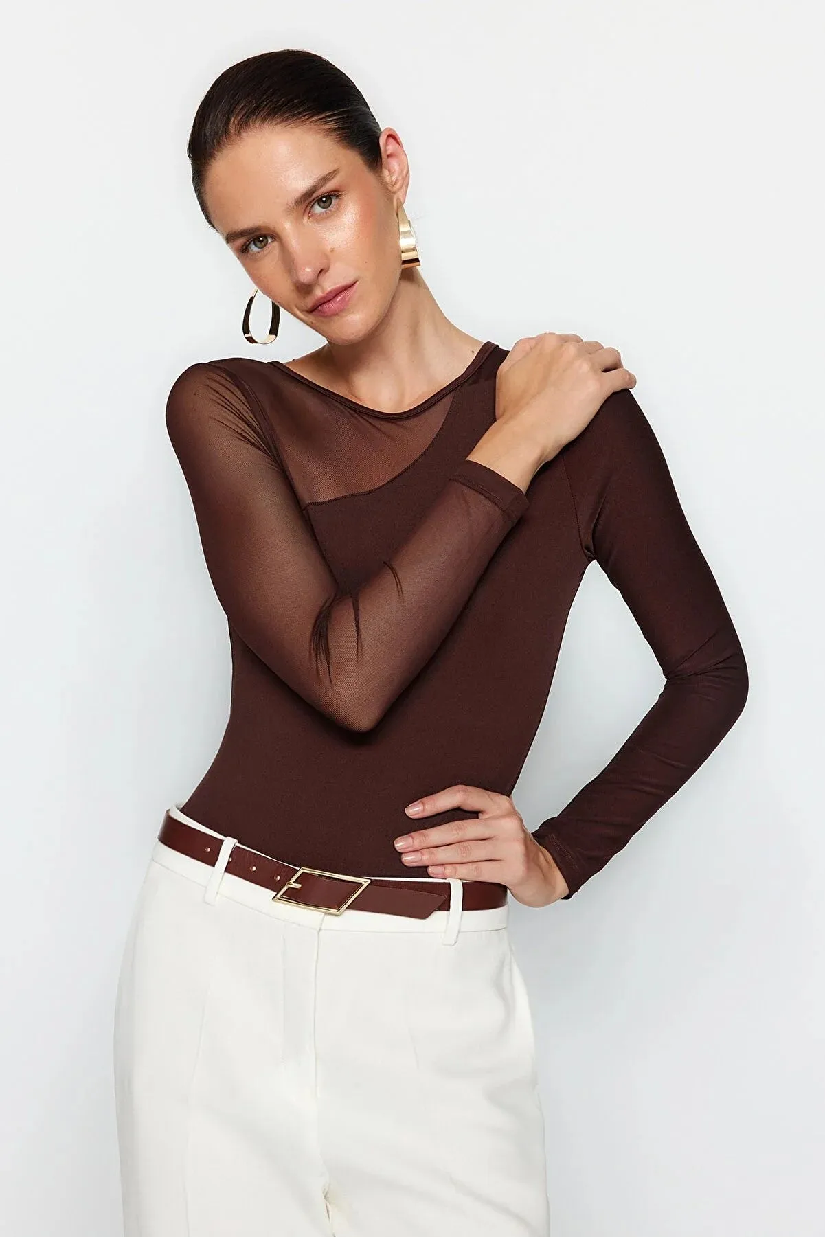 Brown sheer bodysuit