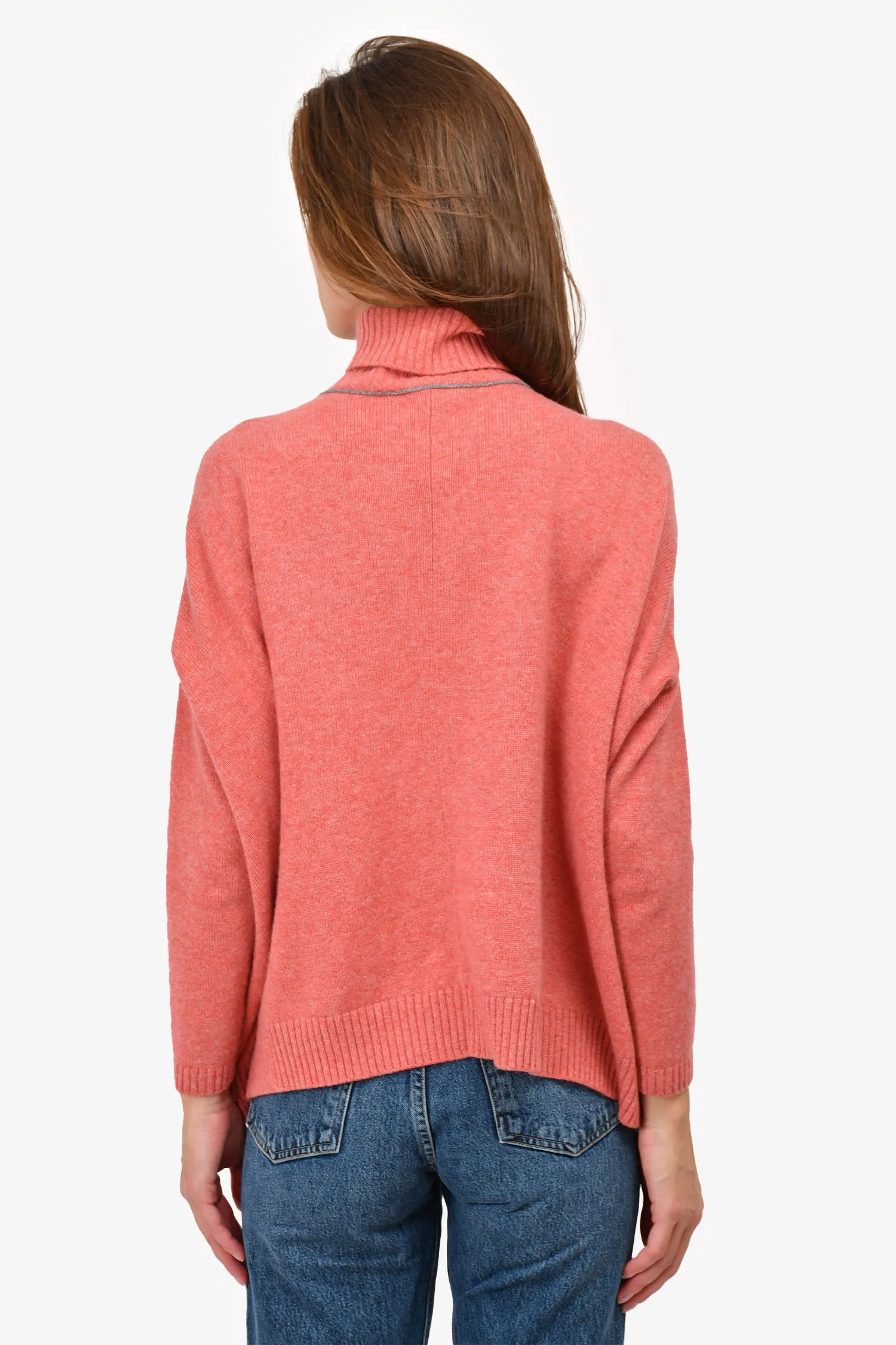 Brunello Cuccineli Coral Cashmere Turtleneck Sweater Size XS